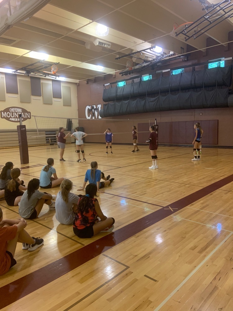 Coach G getting CMJH Volleyball into gear!