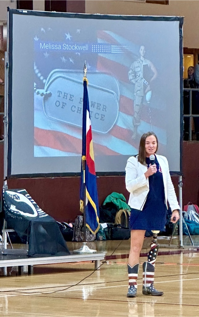 CMHS honors our veterans at this morning’s Veterans Day Celebration, featuring Melissa Stockwell.  Cheyenne Mountain thanks our veterans for their service to our country!