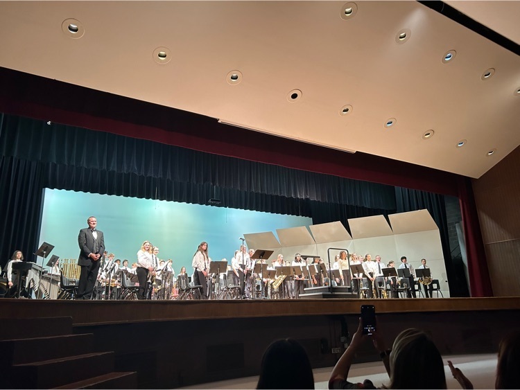 CMJH band on the high school stage.