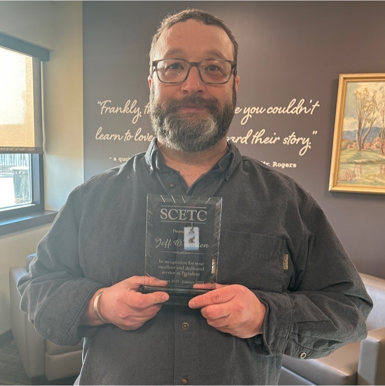 Congratulations to CMHS Audio/Visual instructor, Jeff O'Brien (aka Mr. OB)!  Thank you for serving our school and community as the President of SCETC. Southern Colorado Education Technology Consortium