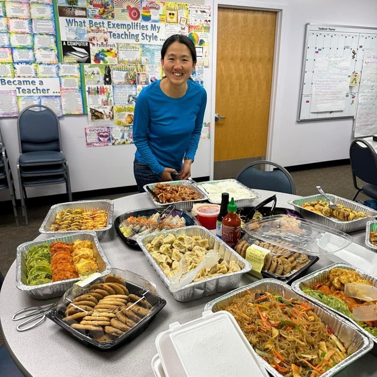 THANK YOU, Hyeyung from Sushi Ai, Yuyu from China Wok, Andrea from Sam’s Club, and our very own Sunny Walker for contributing to and organizing our delicious teacher luncheon! The food was scrumptious and the gifts and prizes so appreciated!