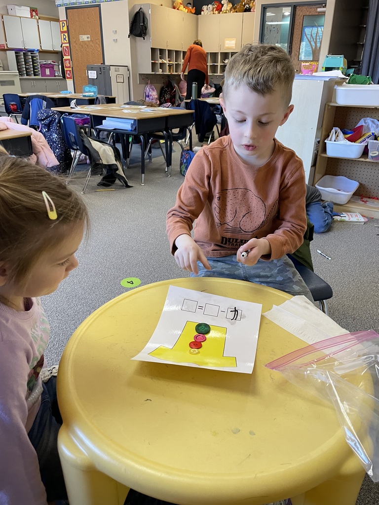 Our GCE Kindergarten students in Mrs. Decker’s class partnered up to practice subtraction stories!